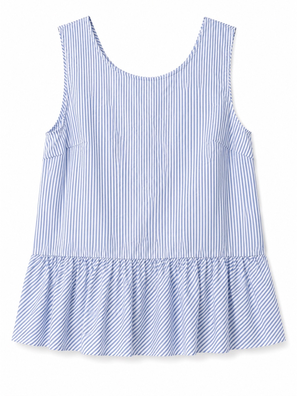 J. Crew Blue & White Striped Sleeveless Peplum Tie Back Top Size M